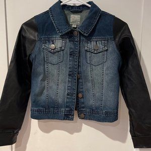 Girl's Denim jacket with vegan leather sleeves